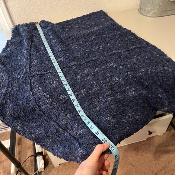 Free People Blue Chunky Knit Nightingale Oversized Pullover Sweater Size Large - Picture 10 of 13